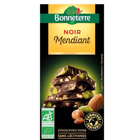 Chocolat noir mendiant 100g - BONNETERRE - BIO