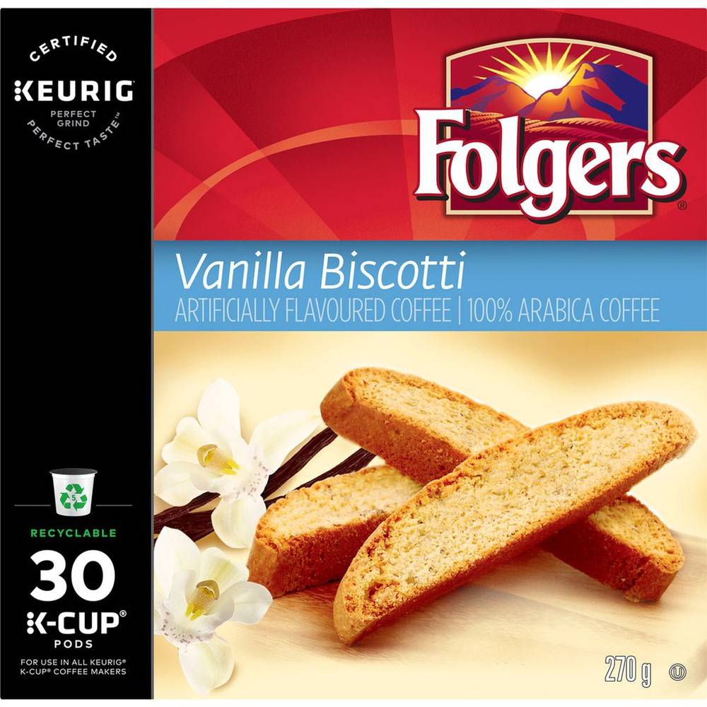 Folgers dosettes de café k-cup à saveur de biscotti à la vanille (30 un) - vanilla biscotti k-cup coffee pods (30 ea)