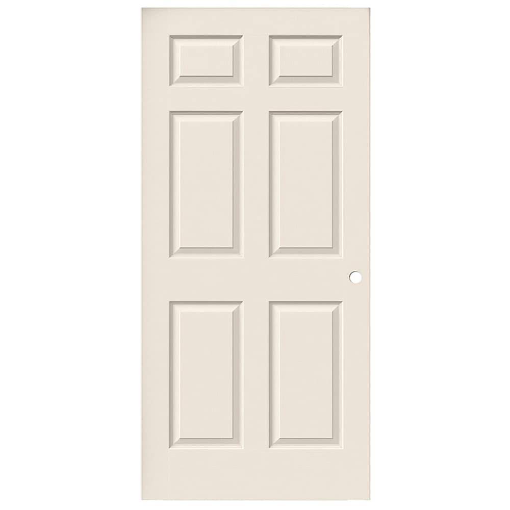 JELD-WEN Colonist 36-in x 80-in 6-panel Textured Hollow Core Primed Molded Composite Slab Door with Lockset Bore | JW136500083