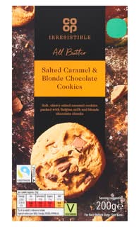 Co-op Irresistible All Butter Salted Caramel & Blonde Chocolate Cookies 200g