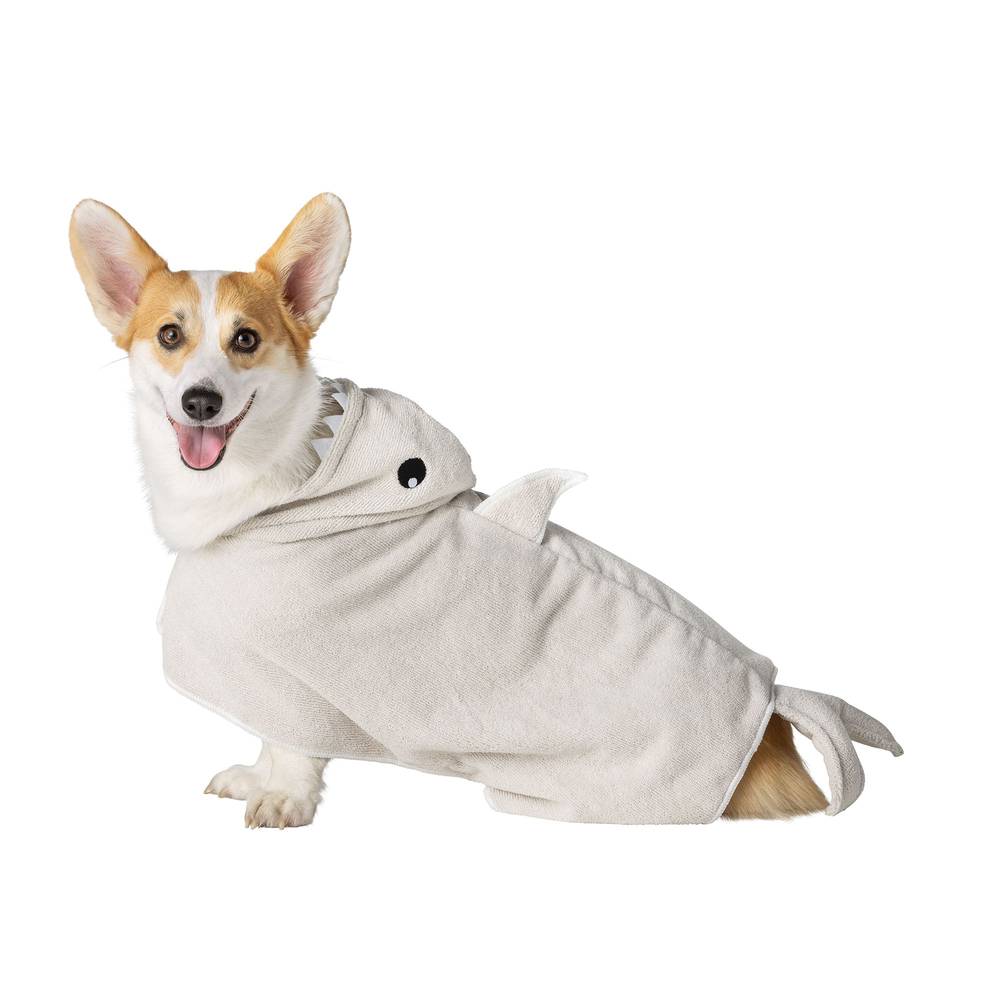 Top Paw® Shark Hooded Towel (Color: Grey, Size: Small/Medium)