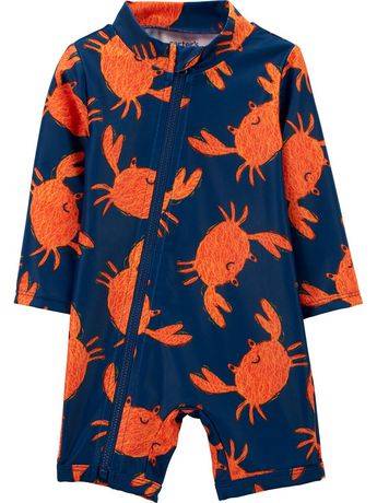 Carter''s Child of Mine Boy 1pc Swim- Red Crab (Color: Navy, Size: 12M)