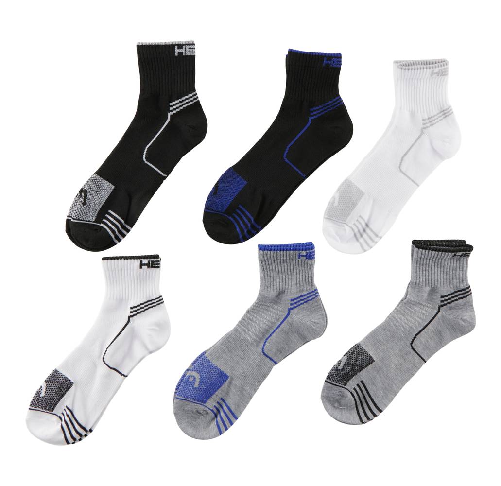 Head Men's Quarter Crew Athletic Socks, 10-13, Medium Grey (6 ct)