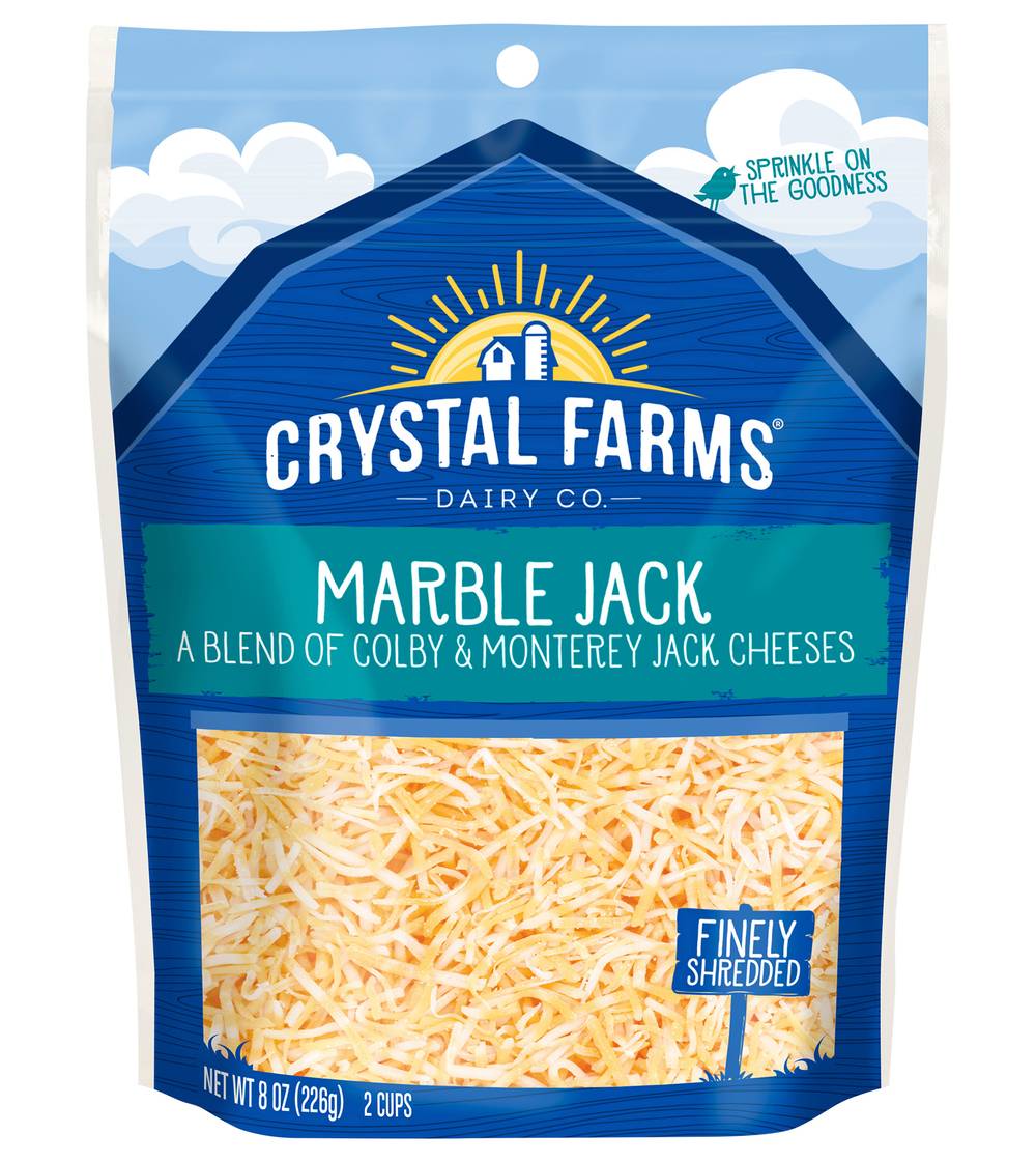 Crystal Farms Marble Jack Finely Shredded a Blend Of Colby & Monterey Jack Cheese (8 oz)