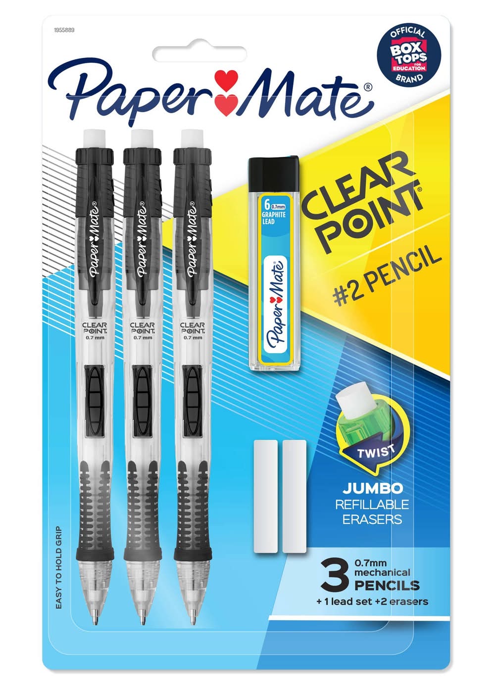 Paper Mate Mechanical Pencils With Eraser & Refill, 0.7 Mm, Black (3 ct)