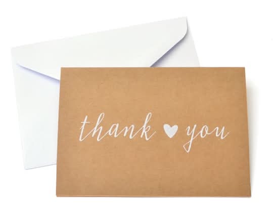 Celebrate It Thank You Cards & Envelopes, 3.5x5 inch, Kraft-White (40 ct)
