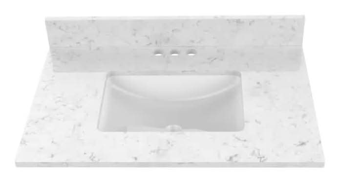 Home Decorators Collection 31 In. W X 22 In D Quartz White Rectangular Single Sink Vanity Top In Snow Orchid