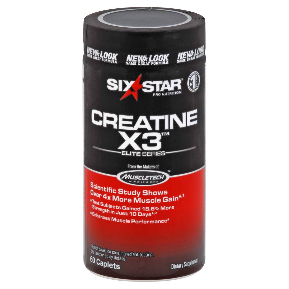 SixStar Creatine X3 Pro Nutrition Dietary Supplement (5.4 oz, 60 ct)