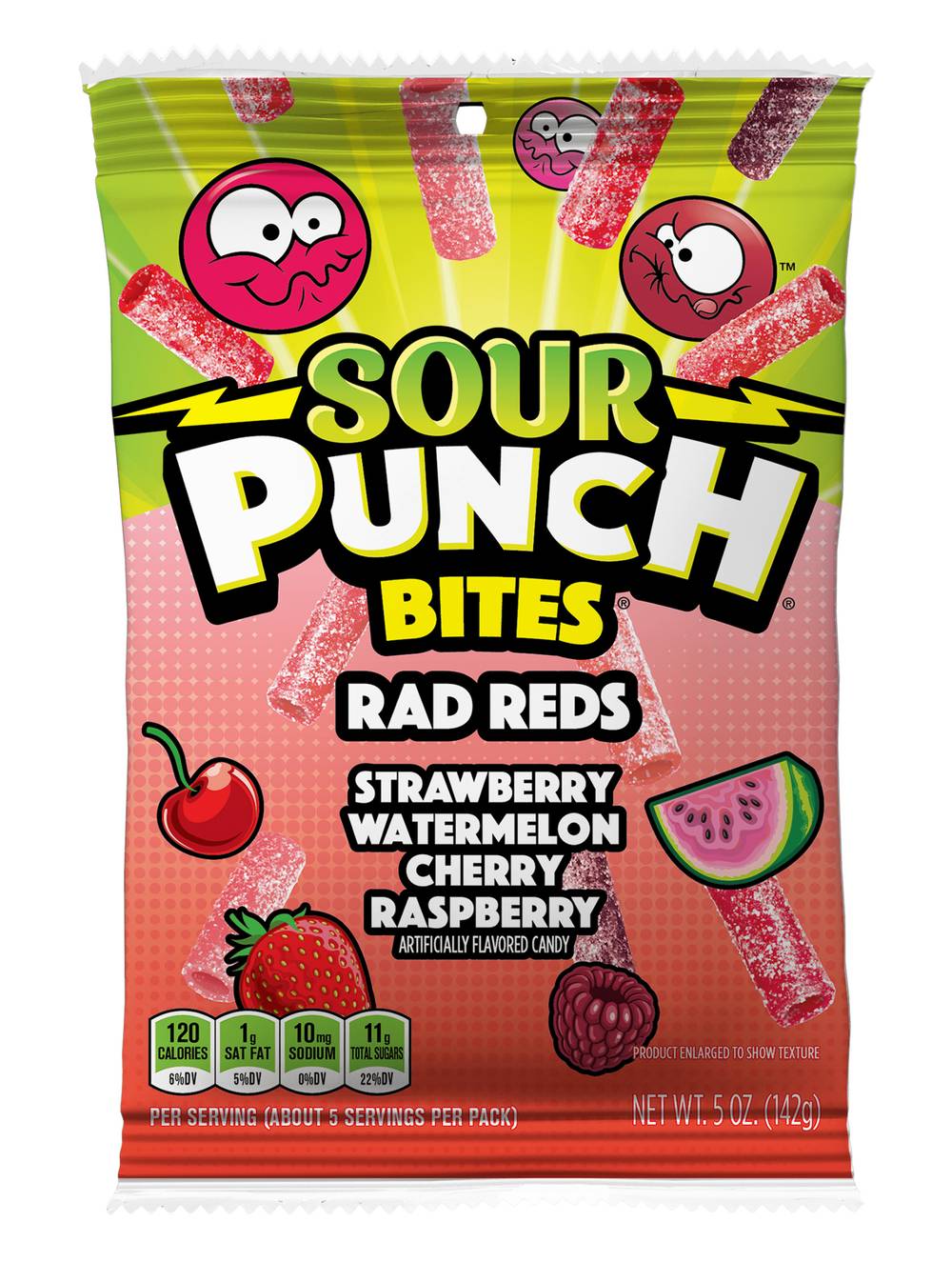 Sour Punch Bites Rad Reds Candy, Strawberry/Watermelon/Cherry/Raspberry (5 oz)