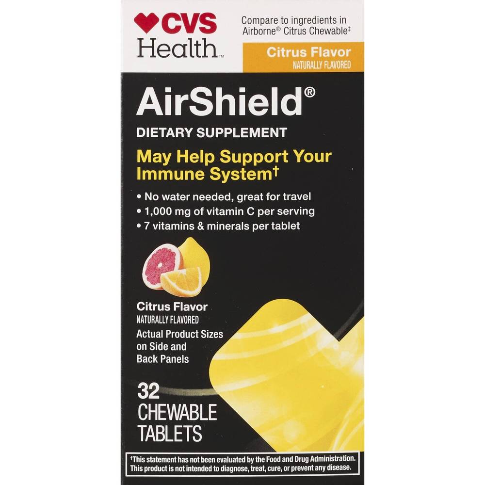 CVS Health AirShield Immune Support Chewable Tablets, Citrus, 32 CT