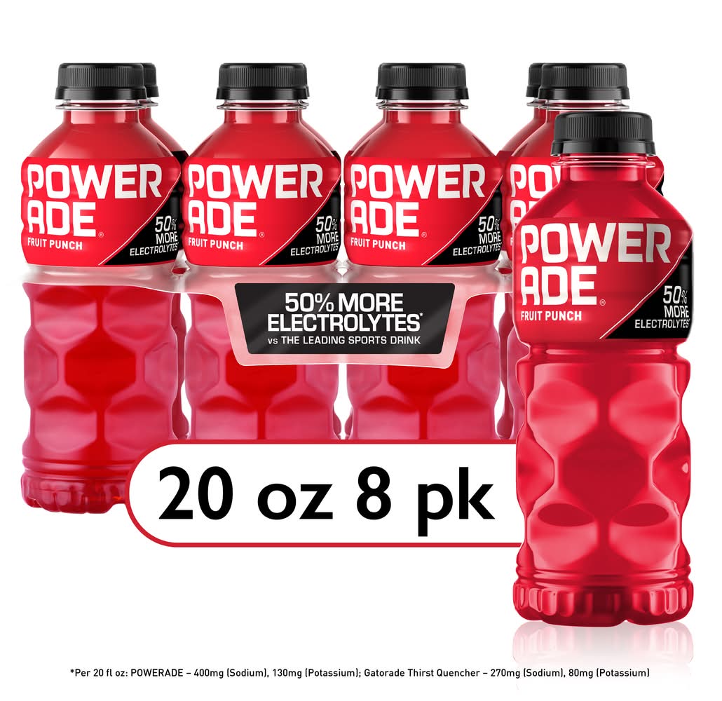 Powerade X Ion4 Sports Drink, Fruit Punch (8 x 20 fl oz)