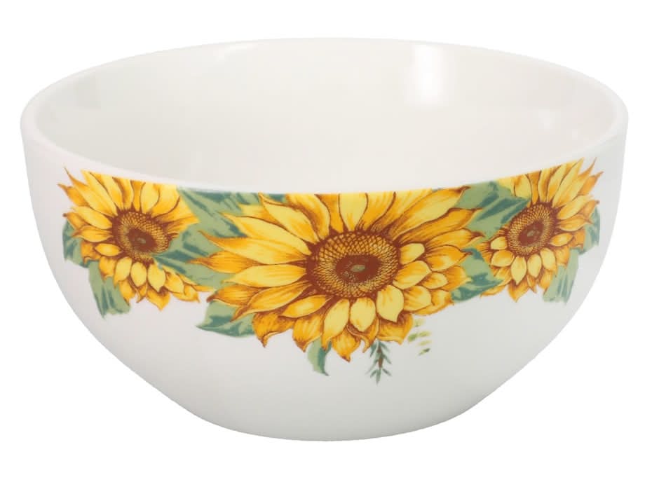 Royal Norfolk Sunflower Themed Ceramic Dinner Bowls, 5.5 in