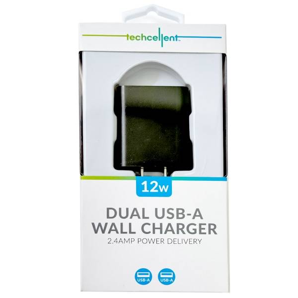 Techcellent 2.4Amp dual usb wall charger, black