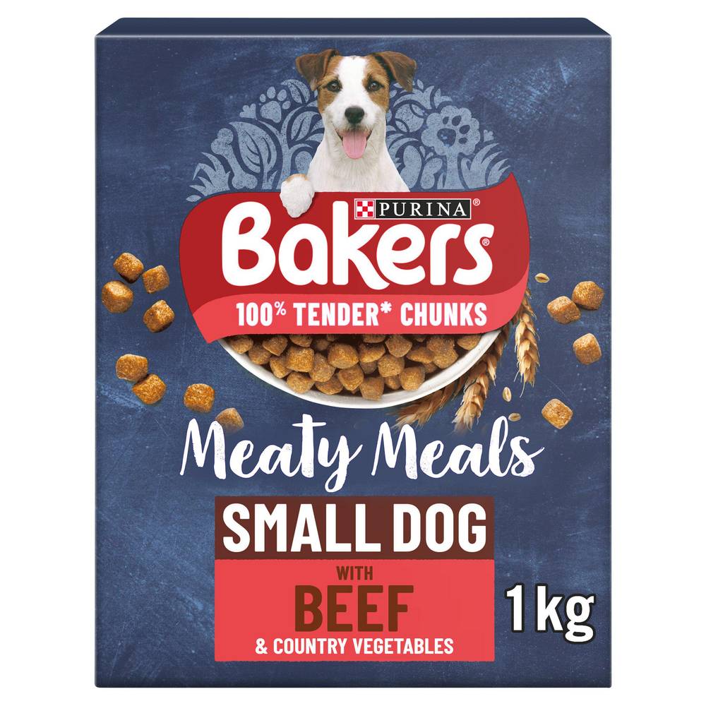 SAVE £0.90 Bakers Meaty Meals Adult Small Dry Dog Food Beef 1kg