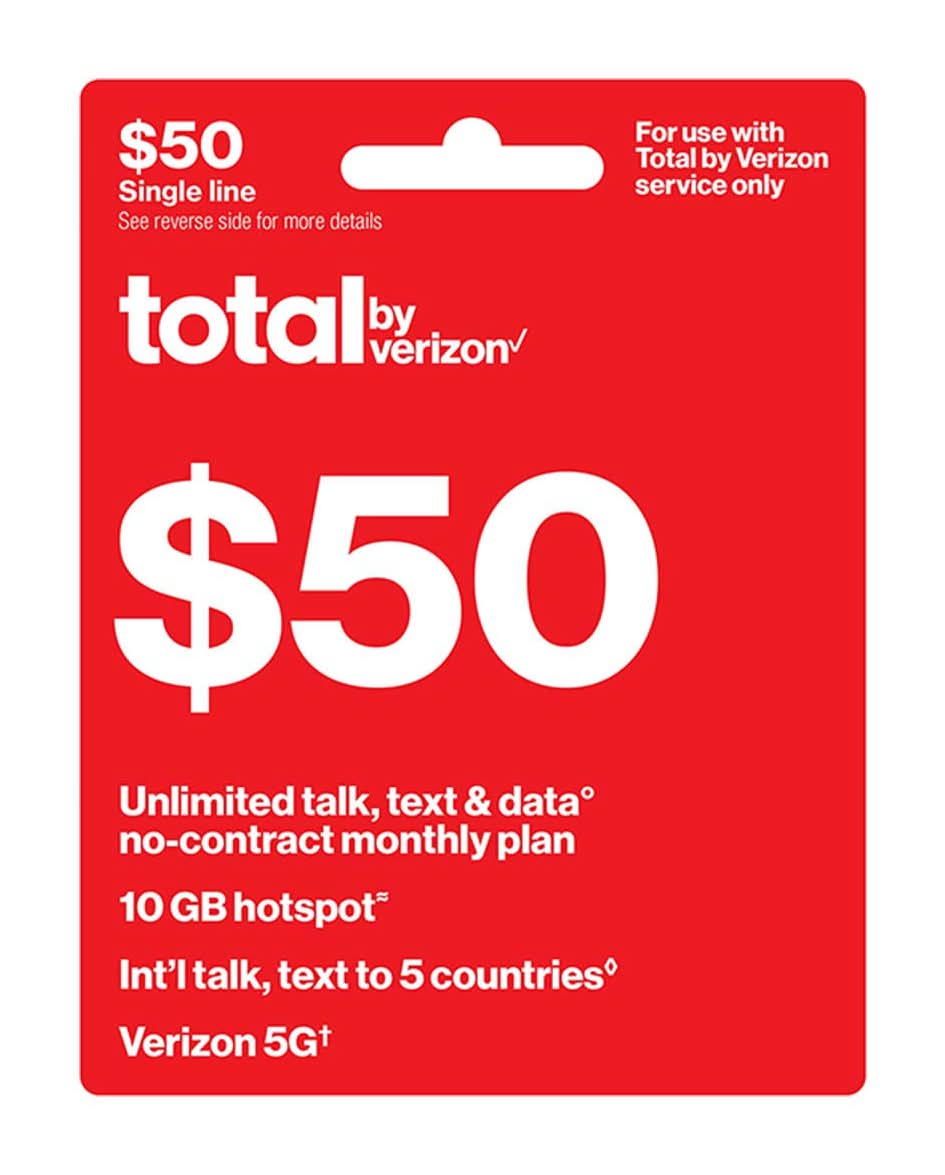 Total By Verizon Single Line Unlimited Talk Text & Data Prepaid Wireless Plan