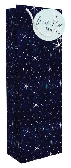 Hallmark Navy Blue, Christmas Stars Bottle Bag