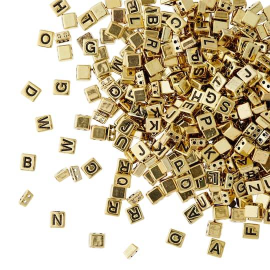 Bead Landing Gold Alphabet Plastic Craft Beads, 7.4 mm x 8 mm (4.9 oz)