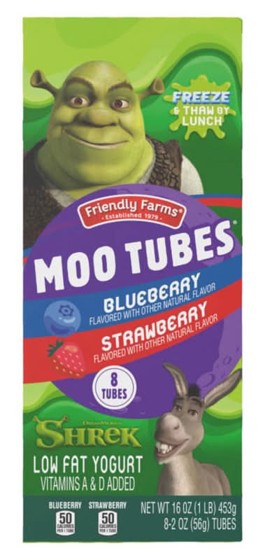 Friendly Farms Moo Tubes Lowfat Yogurt, Strawberry-Blueberry (8 x 2 oz)