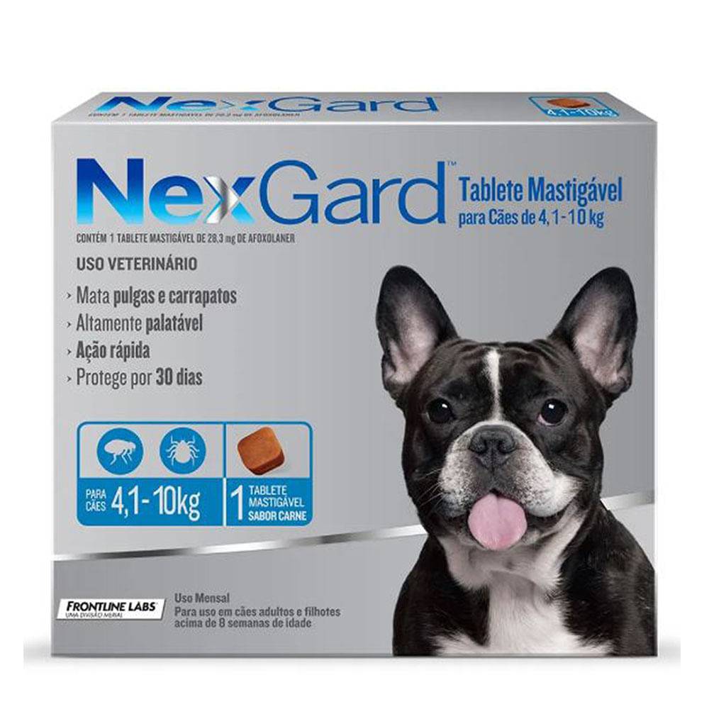 Boehringer ingelheim antipulgas e carrapatos nexgard tablete mastigável para cães de 4,1 a 10kg (3 tabletes)