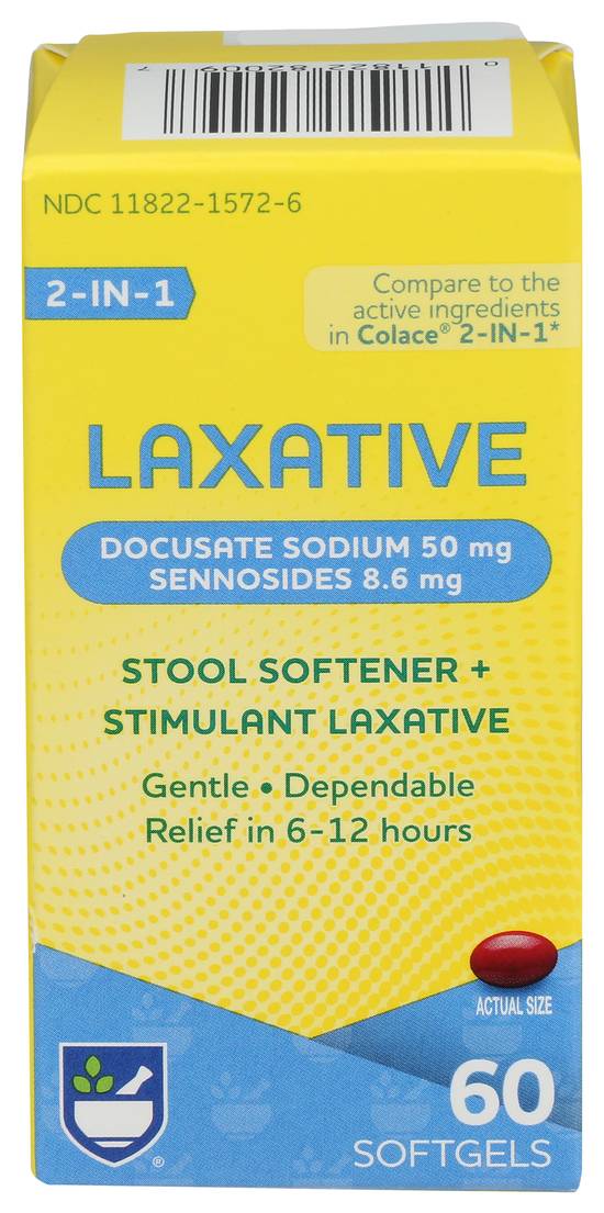 Rite Aid Stool Softener plus Laxative Softgels - 60 ct