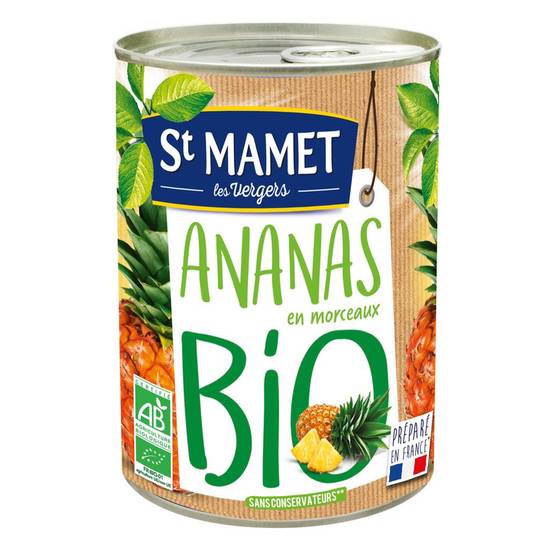 Ananas morceaux Bio Saint mamet 412g