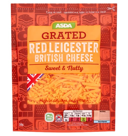 ASDA Sweet & Nutty, British Grated Red Leicester Cheese (250g)