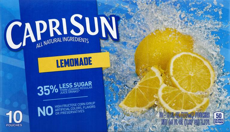 Capri Sun All Natural Lemonade Pouces (10 ct, 6 fl oz)