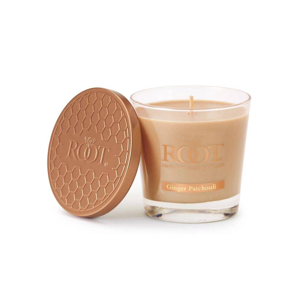 Root Candle Sm Vg Ginger Patchouli Taupe