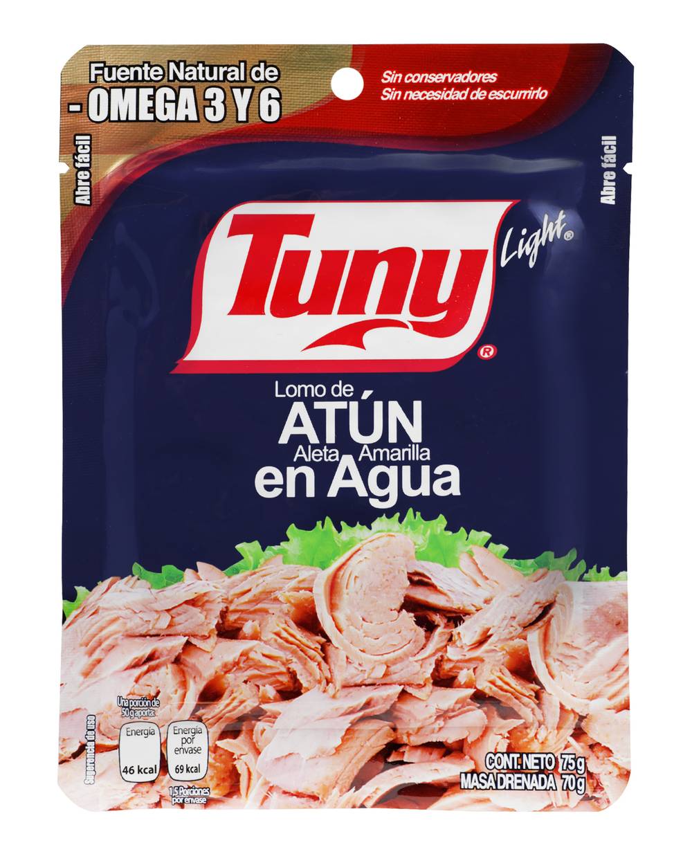 Tuny · Clásico atún aleta amarilla en trozos en agua (75 g)