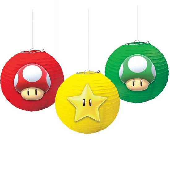 Super Mario Bros. Paper Lanterns, 9.5in, 3ct