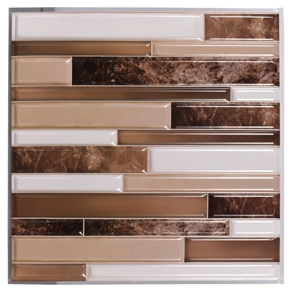 Tool Bench Hardware Self Adhesive Wall Tile, 12X12 in, Brown-White