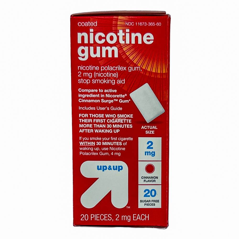 Coated Nicotine 2mg Gum Stop Smoking Aid - Cinnamon - 20ct - up & up™