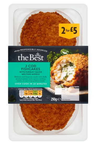 Morrisons The Best Cod Fish Cake With Parsley Saucy Centre (2 pack)