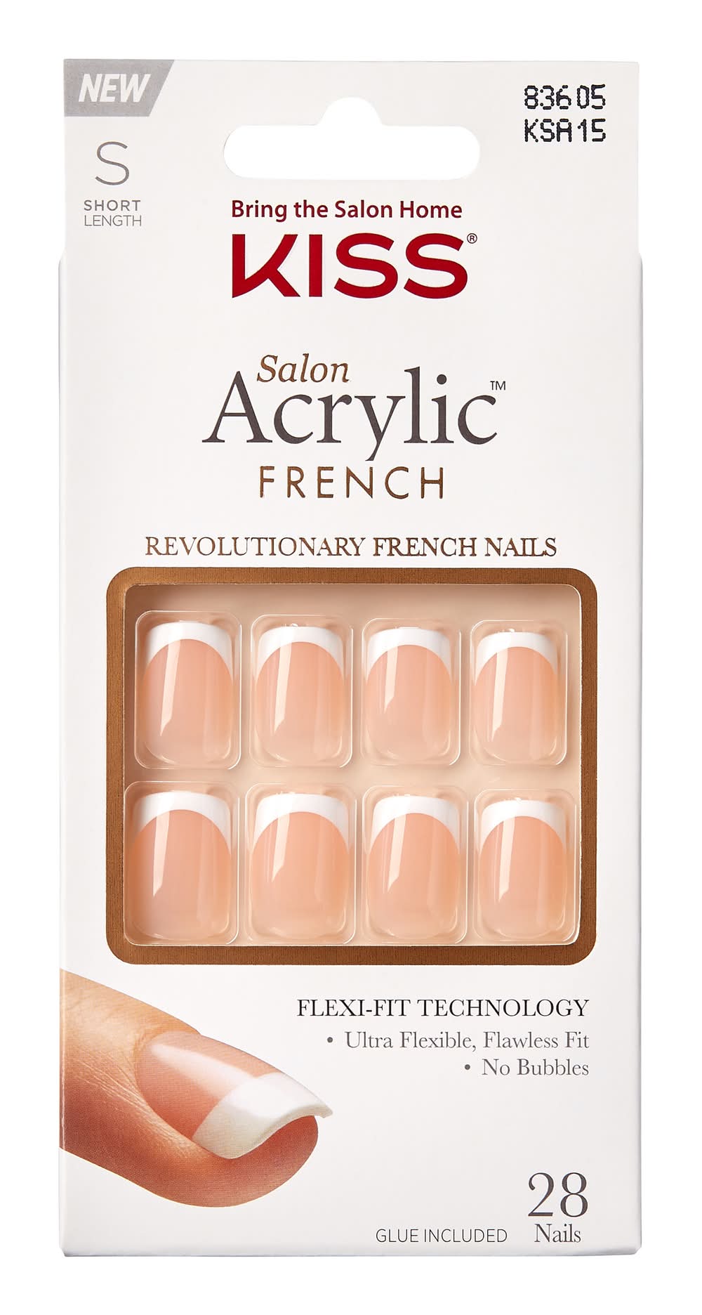 KISS Salon Acrylic French Manicure Fake Nails Kit (6.8 g)