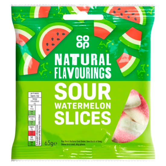 Co-op Sour Melon, Fruit Jelly Sweets Slices (65g)