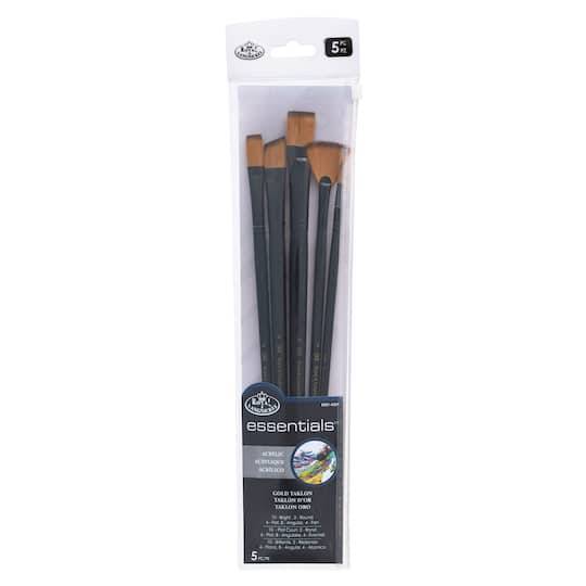 Royal & Langnickel Essentials Acrylic Gold Taklon 5 Piece Brush Set