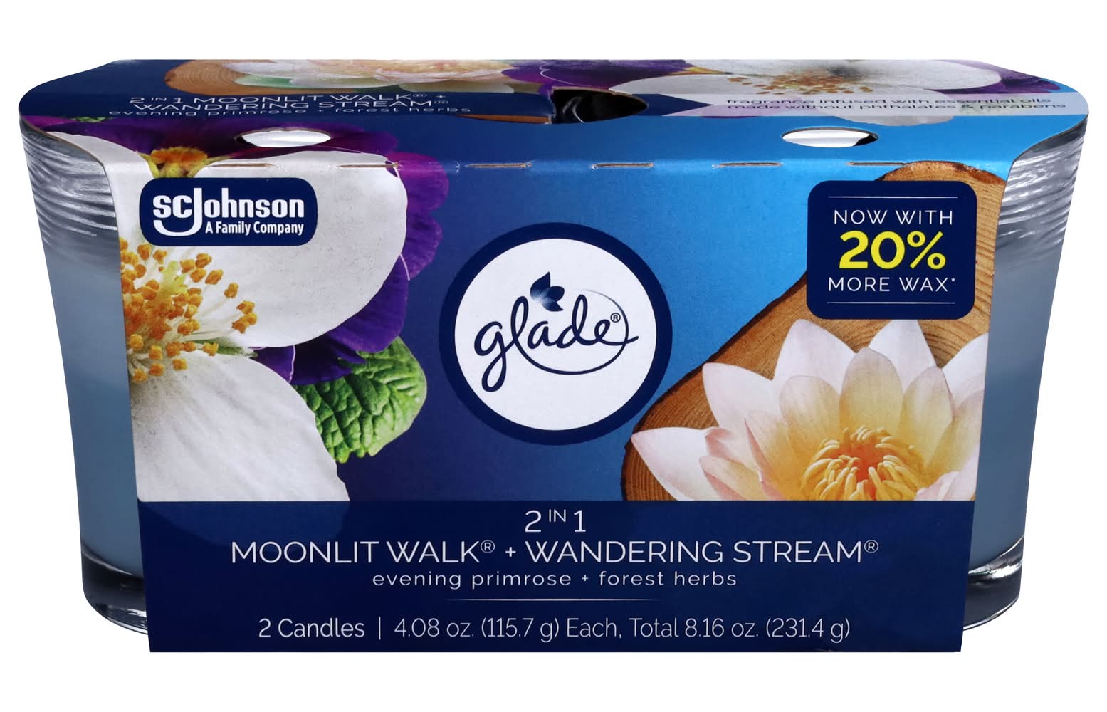 Glade 2 In 1 Moonlit Walk & Wandering Stream Jar Candles (2 x 3.4 oz)