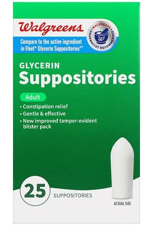 Walgreens Adult Gentle Laxative Glycerin Suppositories (25 ct)