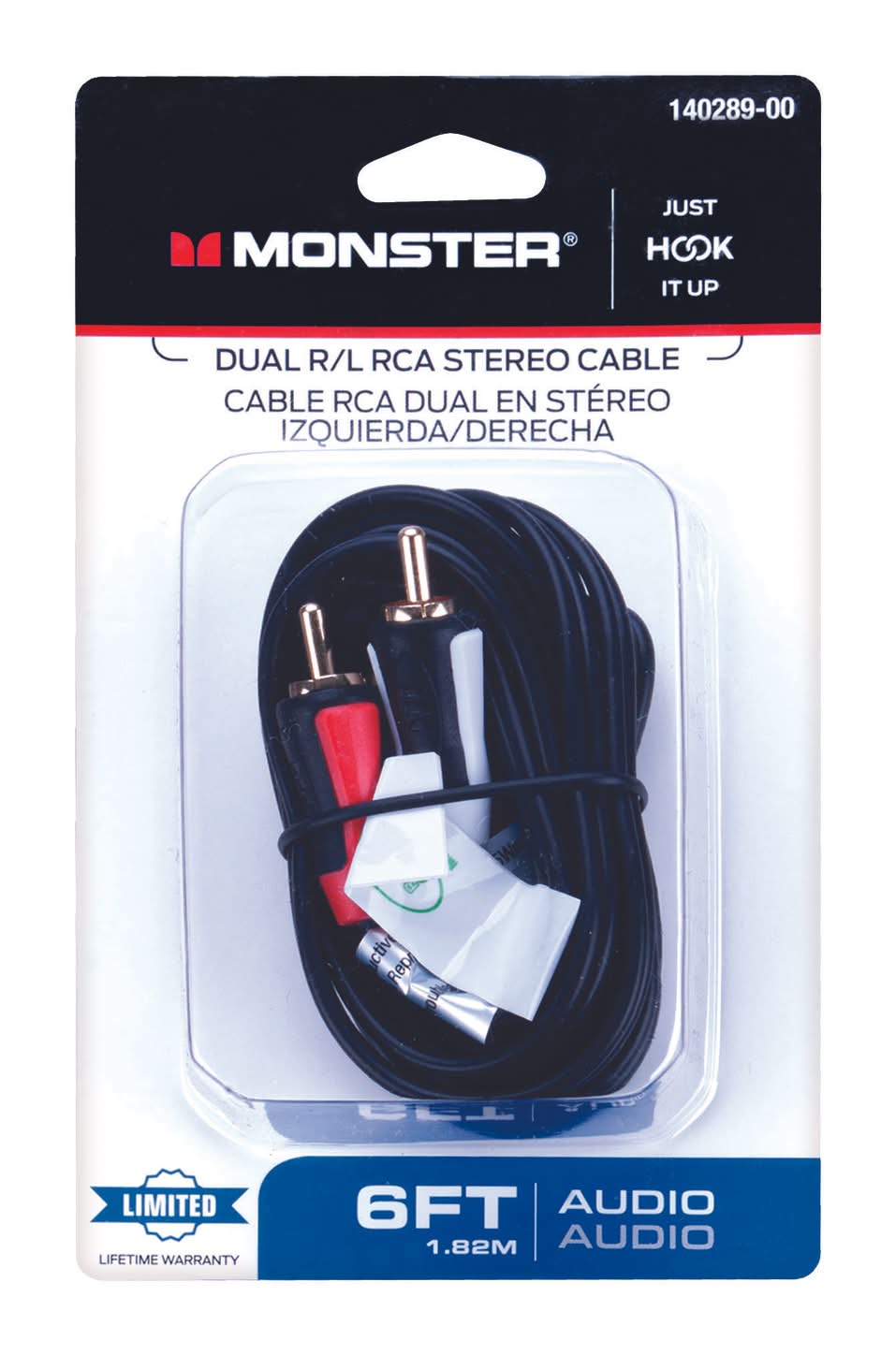 Monster Energy Just Hook It Up 6 Ft. L Dual R/L Rca Stereo Cable Rca