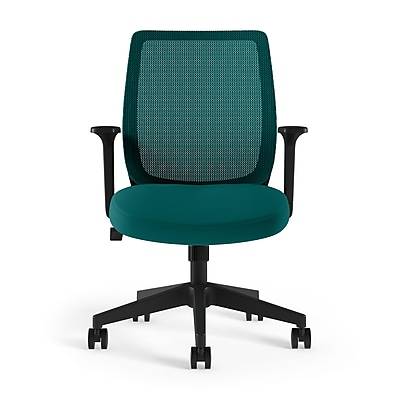 Staples Essentials Ergonomic Fabric Swivel Task Chair, Green