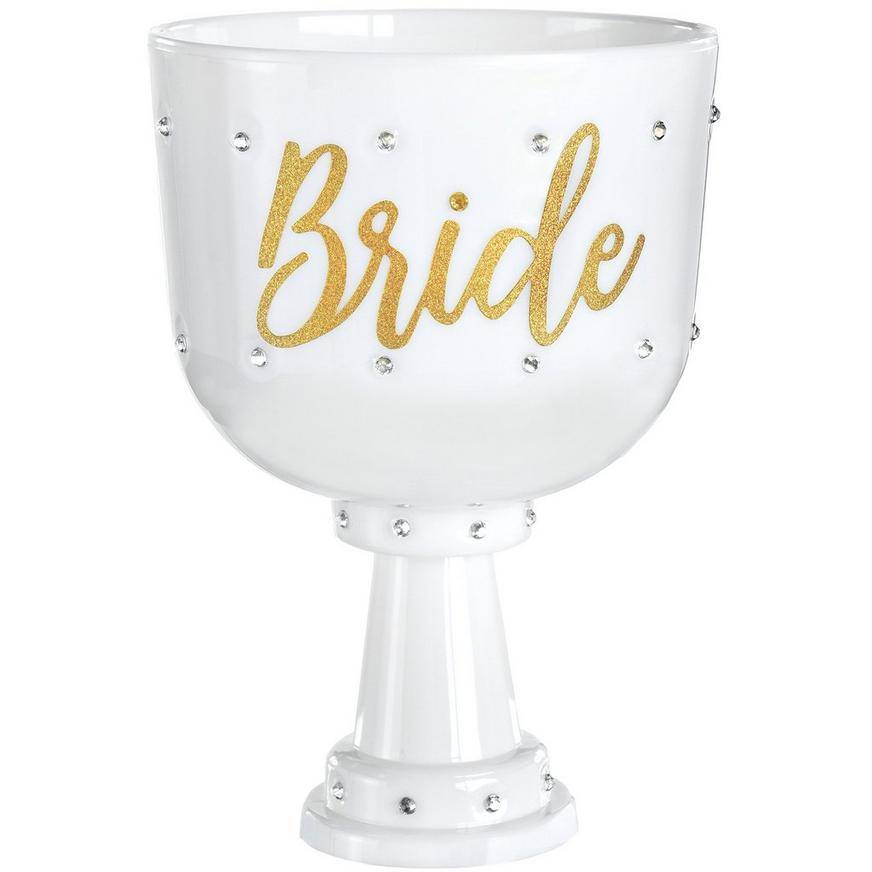 Party City White Plastic Bride Goblet, White