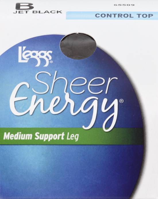 L'eggs Sheer Energy Medium Support Jet Black Pantyhose