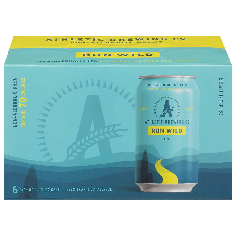 Athletic Brewing Co. Run Wild Ipa Non-Alcoholic Beer (6 x 12 fl oz)