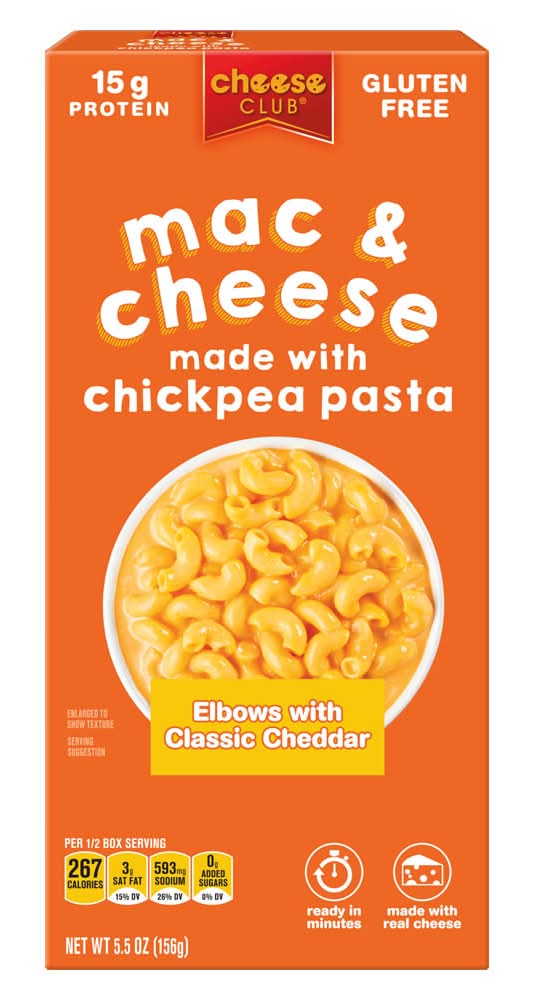 Cheese Club Chickpea Pasta Elbows Classic Cheddar, Mac-Cheese (5.5 oz)