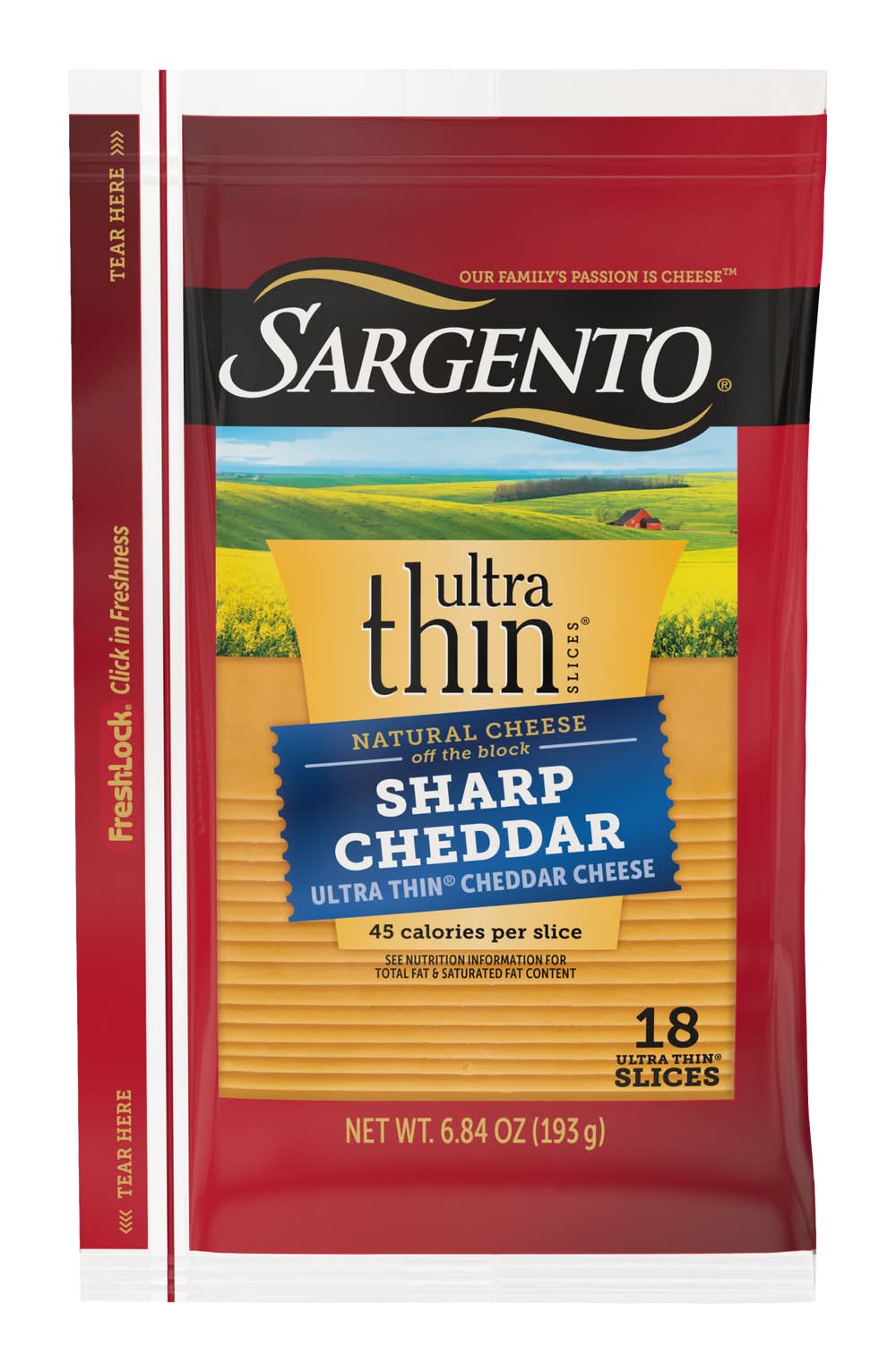 Sargento Sharp Cheddar Ultra Thin Cheese Slices (6.84 oz, 18 ct)