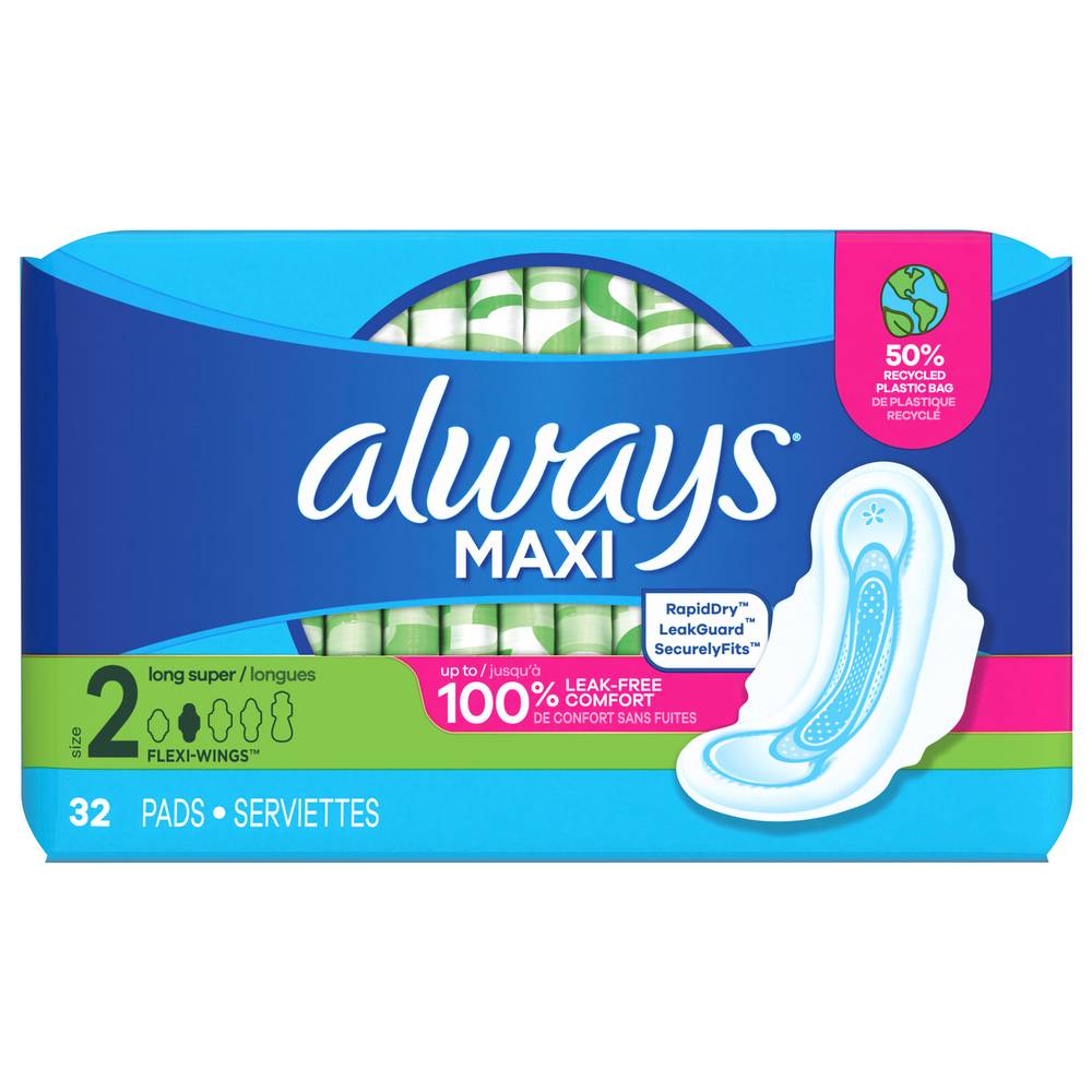 Always Flexi-Wings Long Super Size 2 Pads (32 ct)