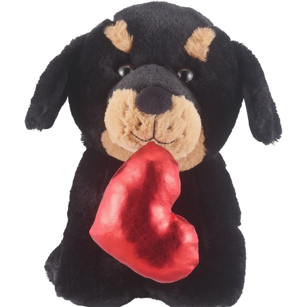 Red & Pink Puppy Holding Heart Plush Toy, 14 in