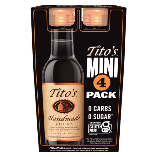 Tito's Mini Handmade Vodka (4 pack, 50 ml)