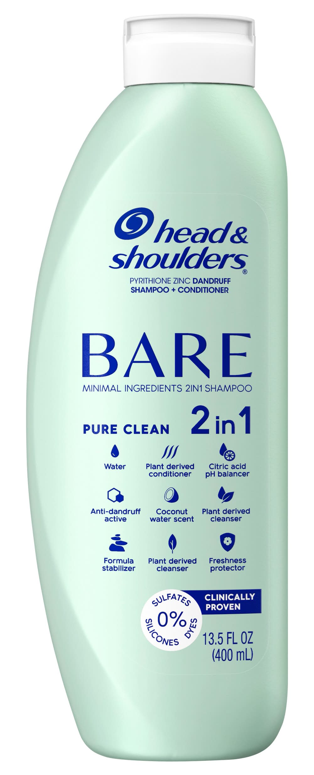 Head & Shoulders Pure Clean 2in1 Dandruff Shampoo and Conditioner, Coconut Water (13.5 oz)