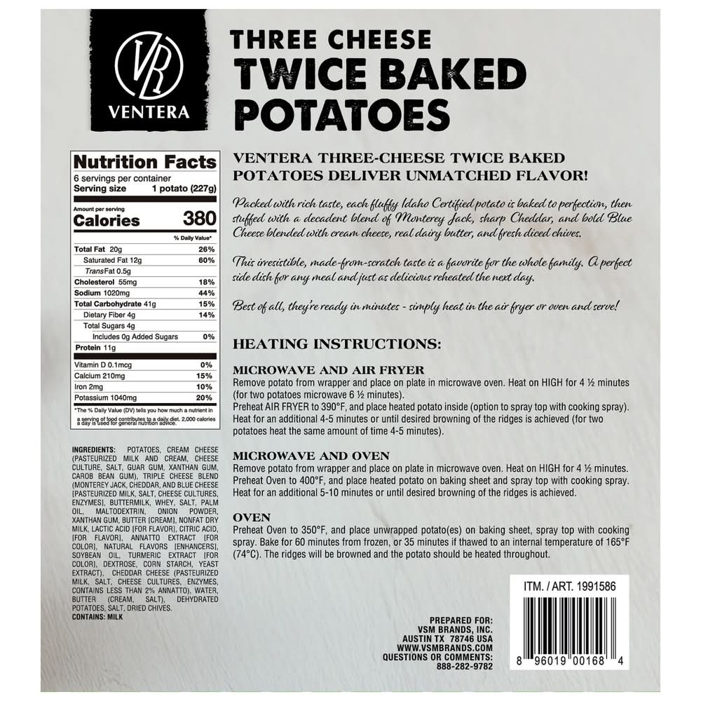 Ventera Twice Baked Potatoes Delivery Near Me | Order Online